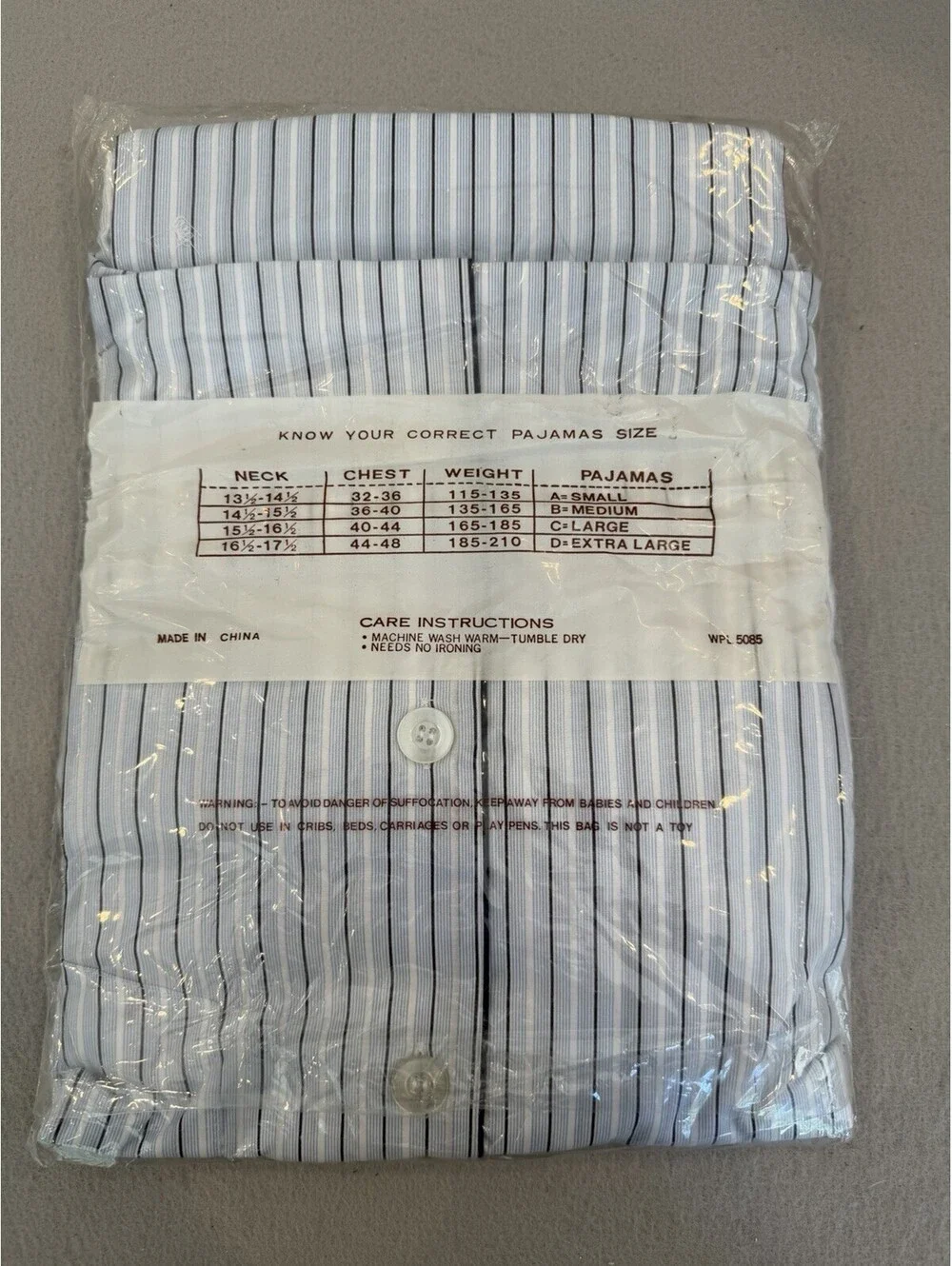 Vtg Hampton Men’s Large Pajamas Long Sleeves Long Legs Large New Sealed